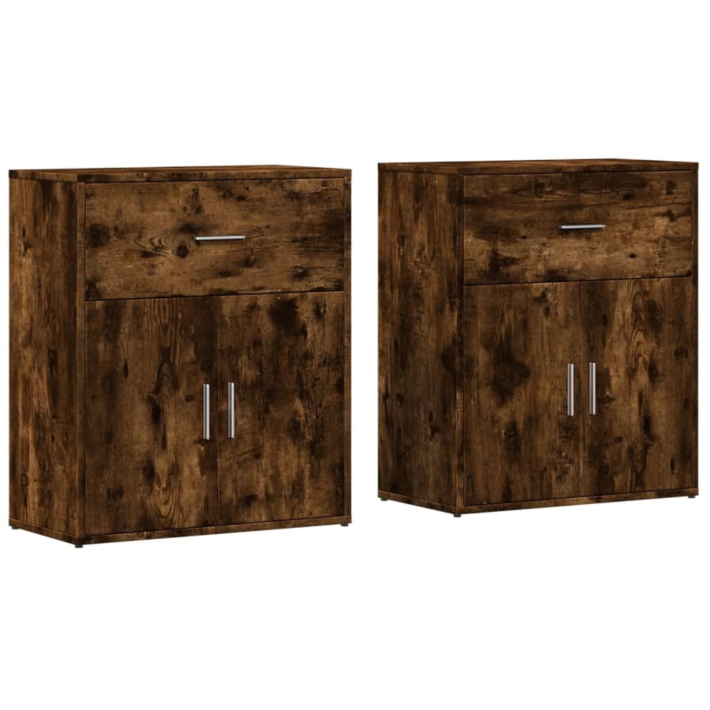 vidaXL Skänkar 2 st rökfärgad ek 60x31x70 cm konstruerat trä