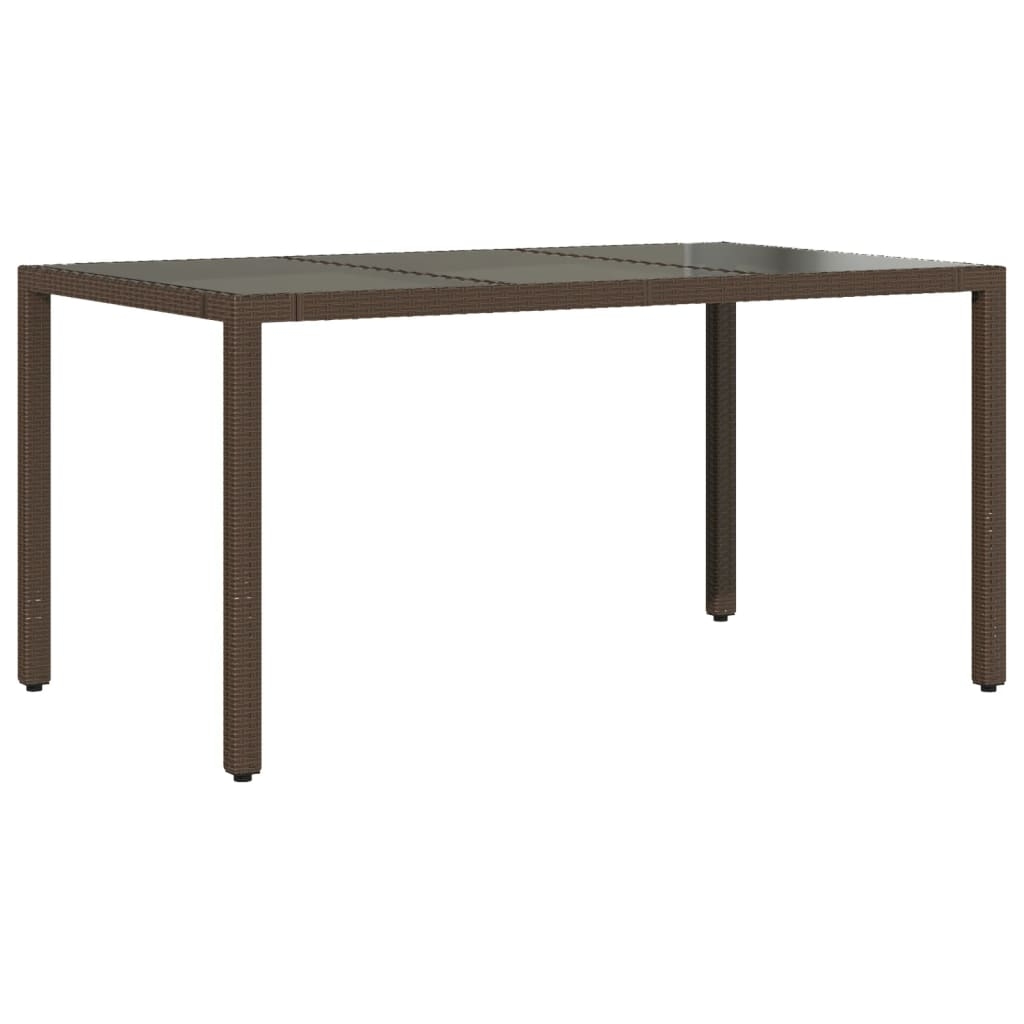 vidaXL Trädgårdsbord med glasskiva brun 150x90x75 cm konstrotting