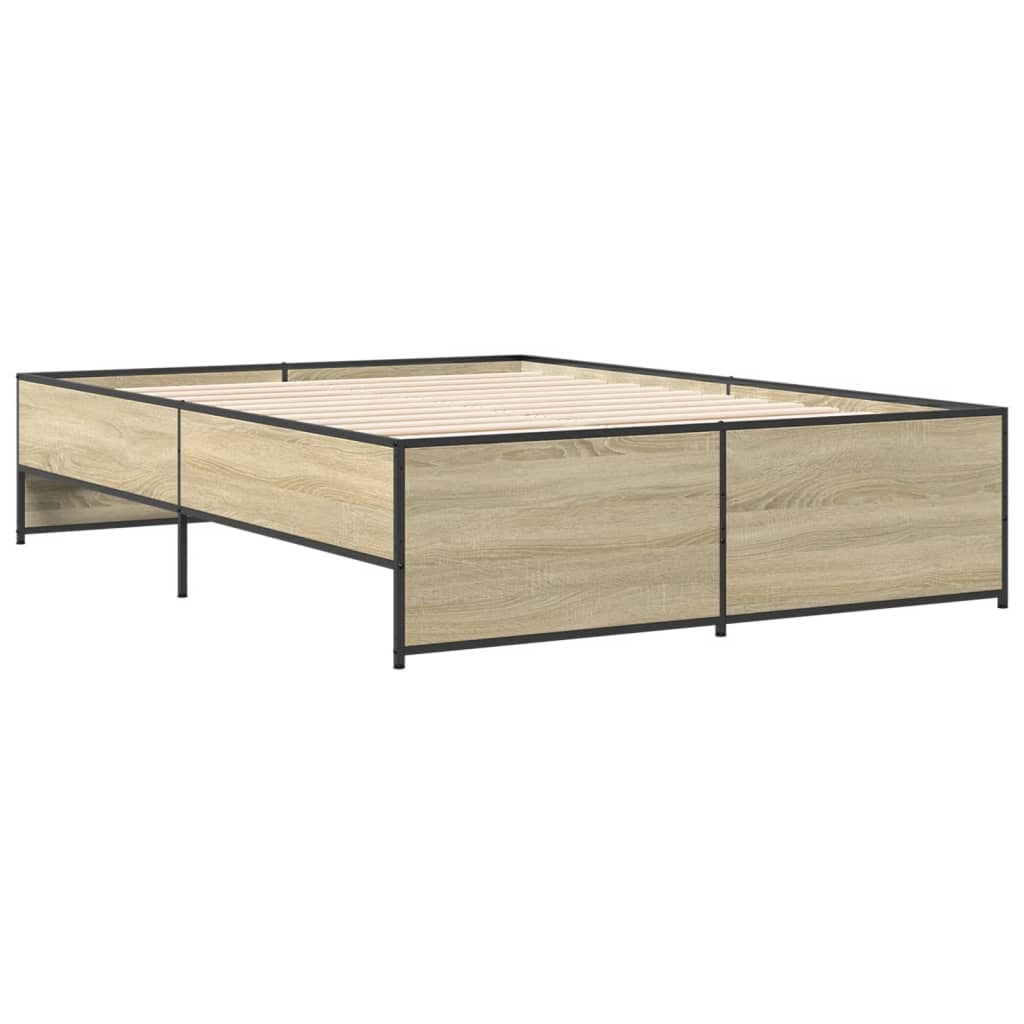 vidaXL Sängram sonoma-ek 140x190 cm konstruerat trä och metall