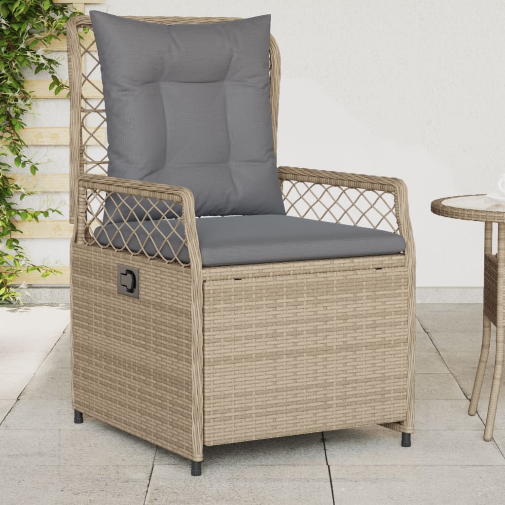 vidaXL Justerbara trädgårdsstolar 2 st beige konstrotting