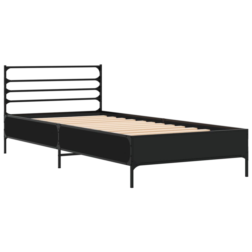 vidaXL Sängram svart 90x200 cm konstruerat trä och metall