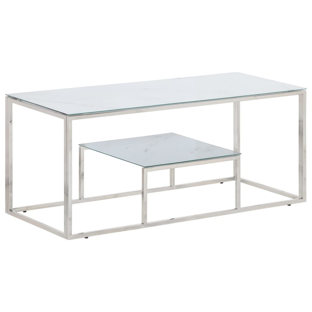 vidaXL Soffbord silver rostfritt stål och härdat glas