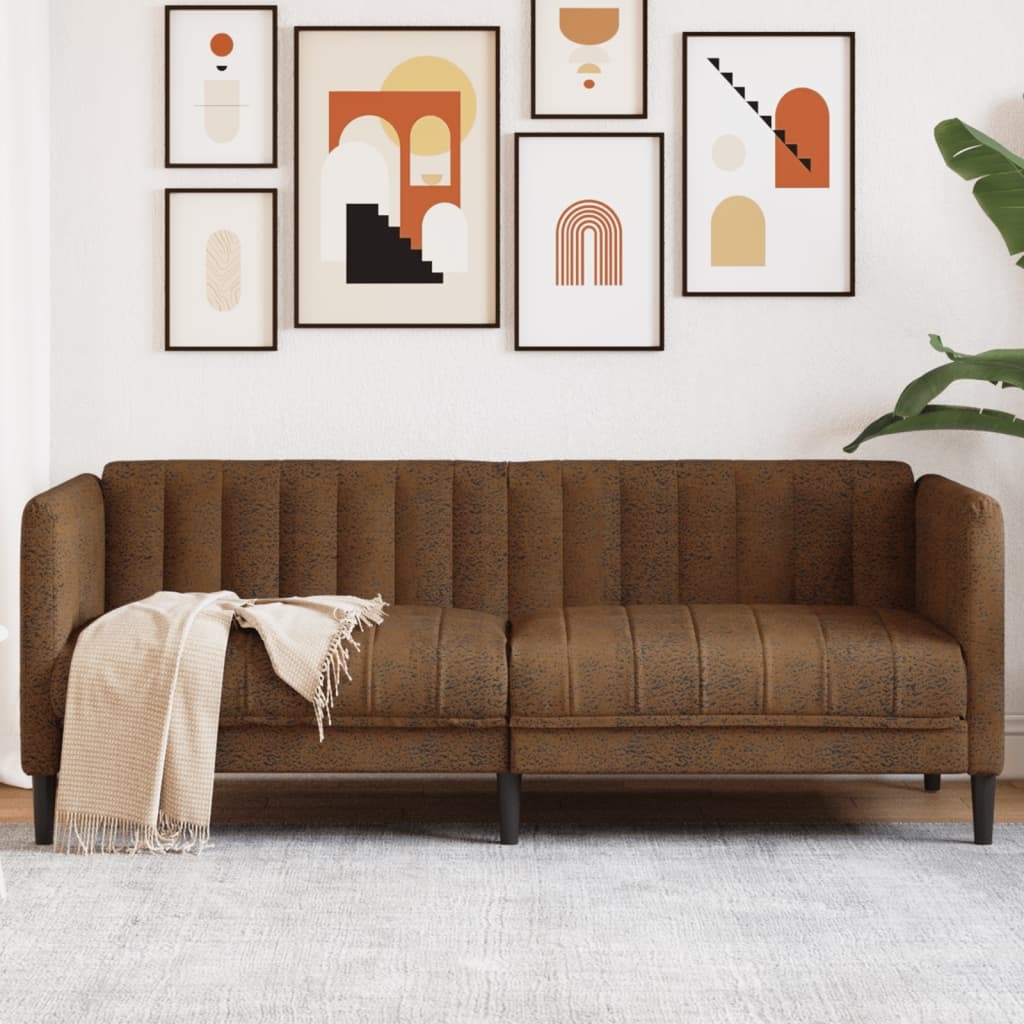 vidaXL Soffa 2-sits brun konstmocka