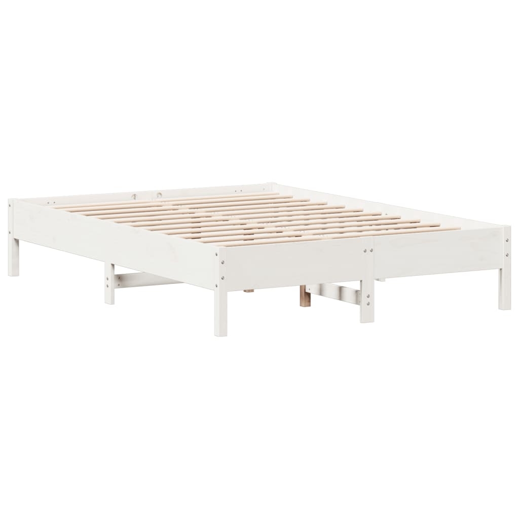 vidaXL Sängram utan madrass vit 160x200 cm massiv furu