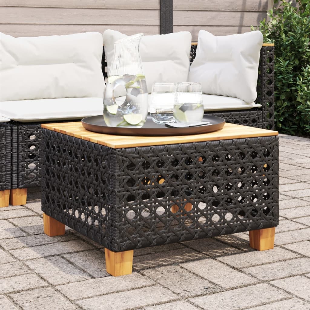 vidaXL Trädgårdsbord svart 55x55x36 cm konstrotting akaciaträ