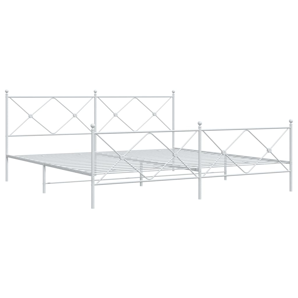 vidaXL Sängram med huvudgavel och fotgavel vit metall 200x200 cm