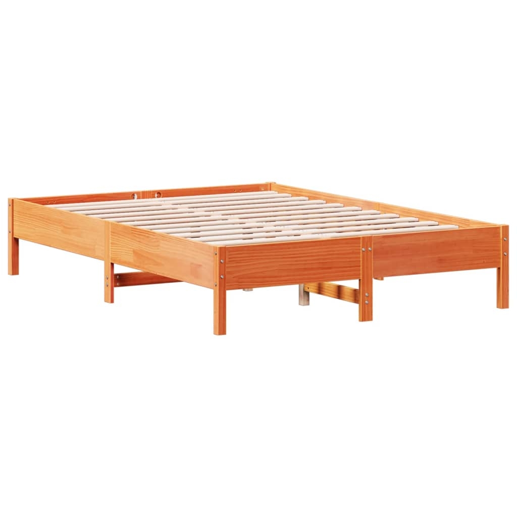 vidaXL Sängram utan madrass vaxbrun 150x200 cm massiv furu