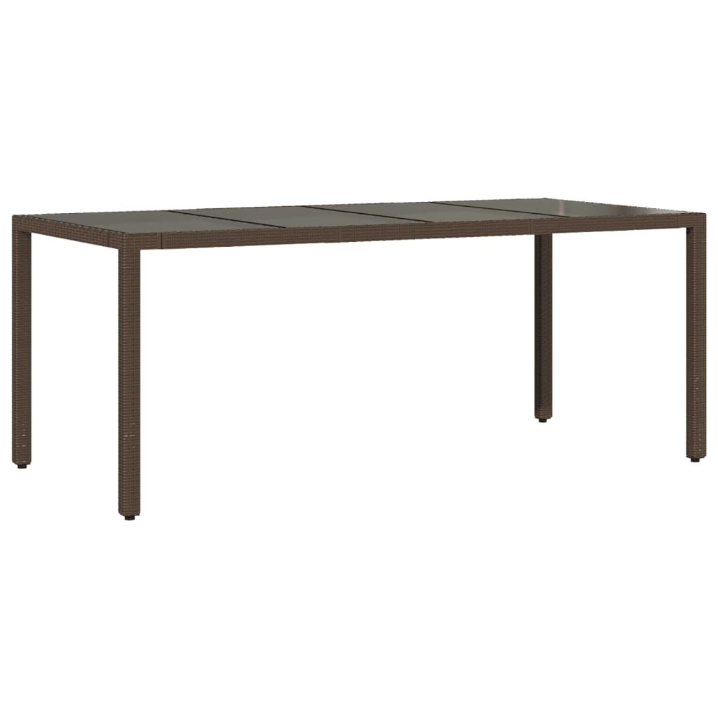 vidaXL Trädgårdsbord med glasskiva brun 190x90x75 cm konstrotting