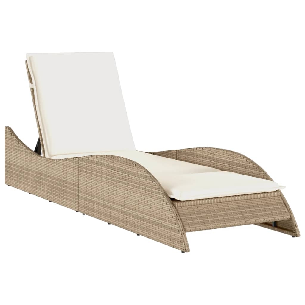 vidaXL Solsäng med dyna beige 60x205x73 cm konstrotting
