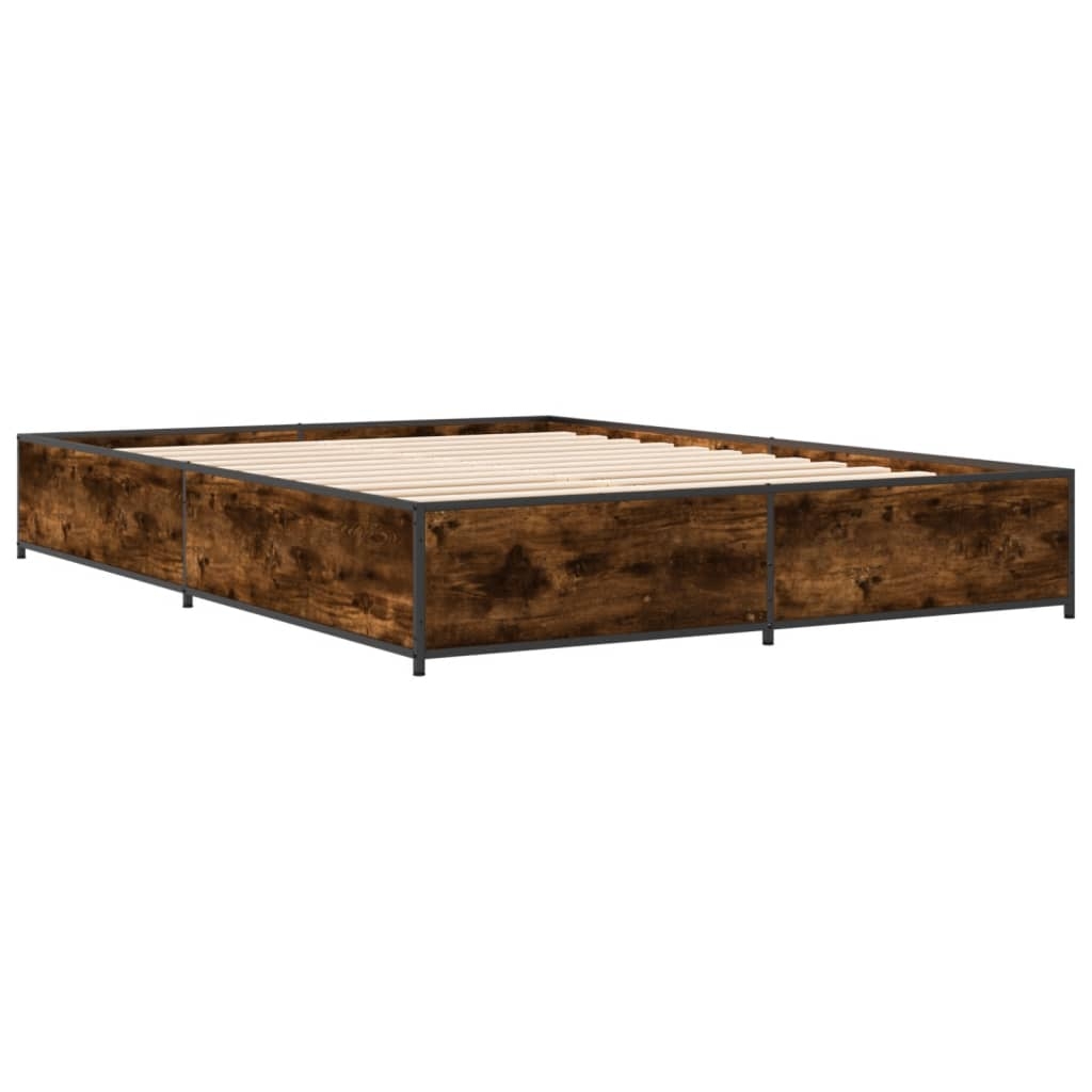 vidaXL Sängram rökfärgad ek 120x190 cm konstruerat trä och metall