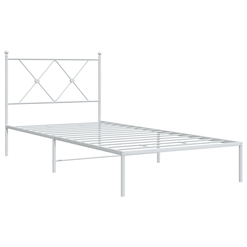 vidaXL Sängram med huvudgavel metall vit 90x190 cm