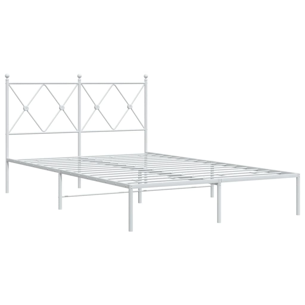 vidaXL Sängram med huvudgavel metall vit 120x190 cm