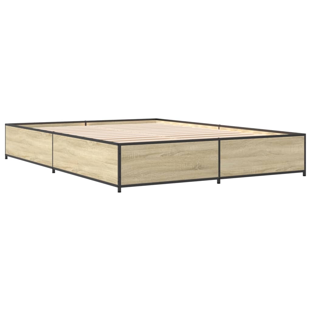 vidaXL Sängram sonoma-ek 150x200 cm konstruerad trä och metall