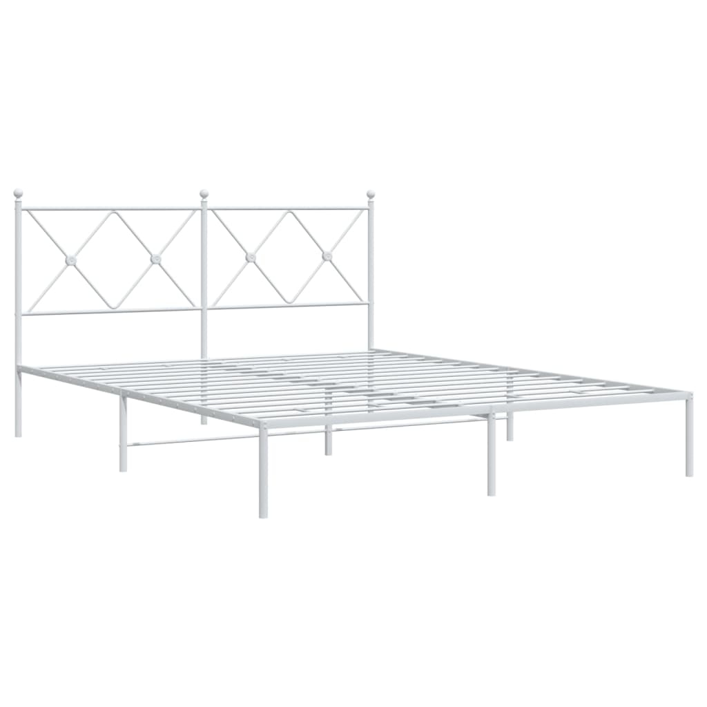 vidaXL Sängram med huvudgavel metall vit 150x200 cm