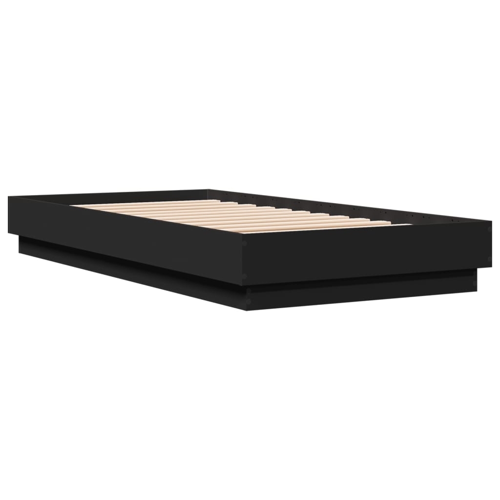 vidaXL Sängram svart 75x190 cm konstruerat trä