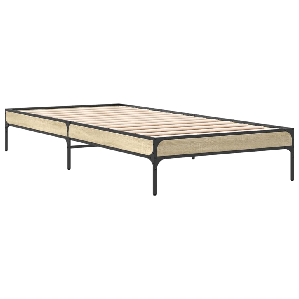 vidaXL Sängram sonoma-ek 90x200 cm konstruerat trä och metall