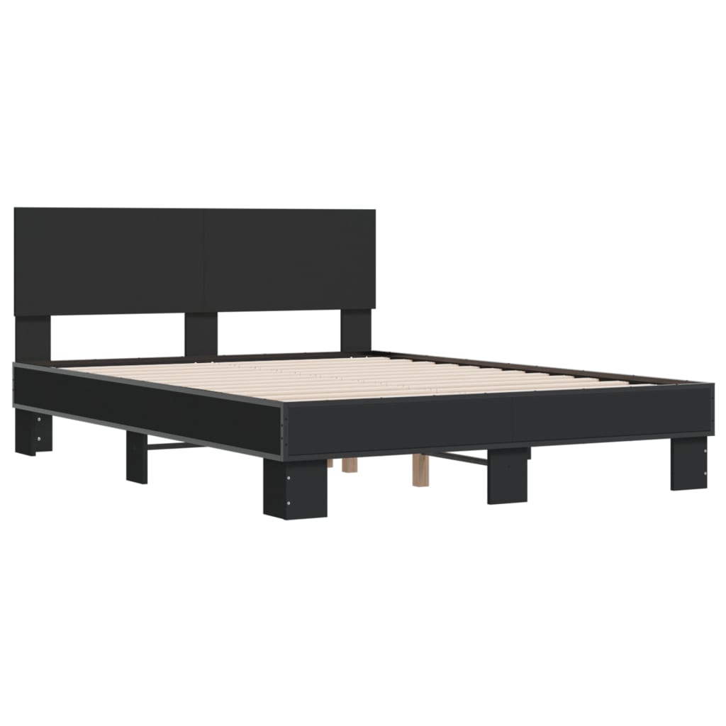 vidaXL Sängram svart 140x190 cm konstruerat trä och metall