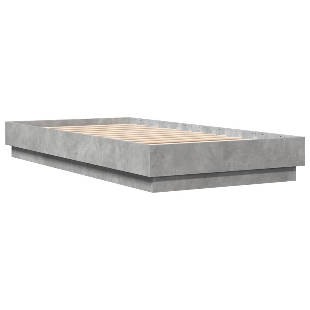 vidaXL Sängram betonggrå 75x190 cm konstruerad trä