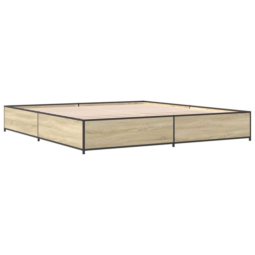 vidaXL Sängram sonoma-ek 180x200 cm konstruerat trä och metall