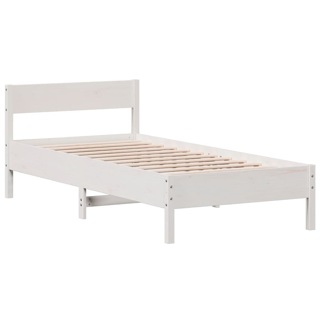 vidaXL Sängram utan madrass vit 75x190 cm massiv furu