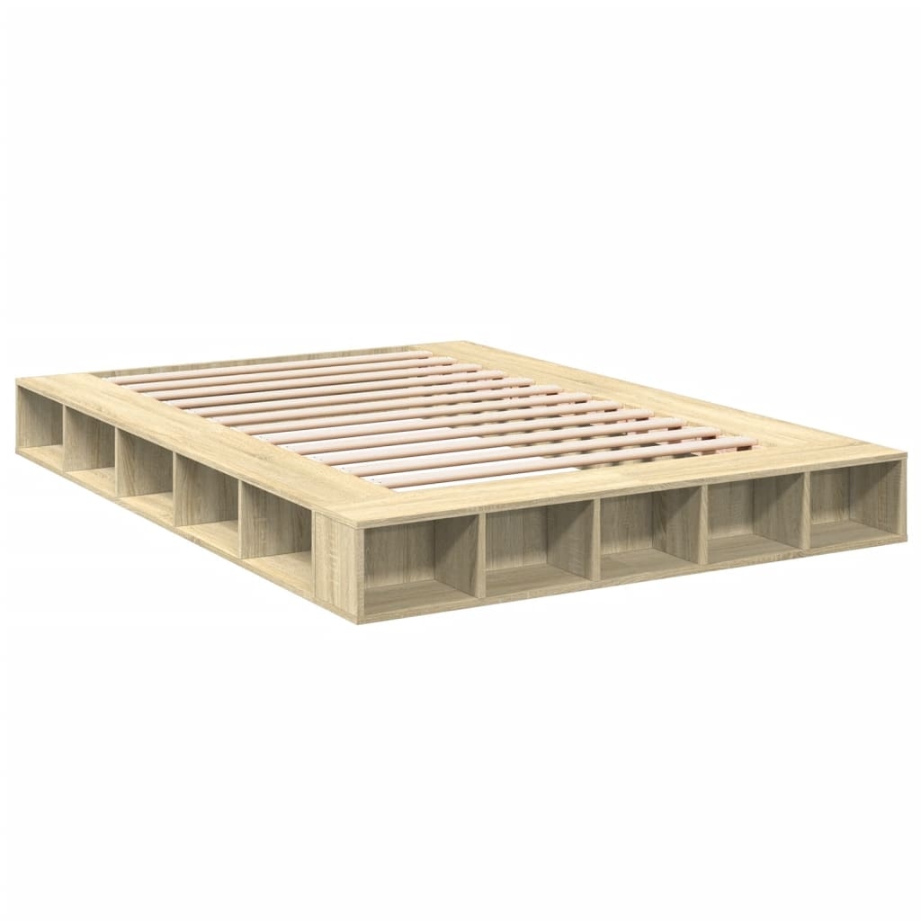 vidaXL Sängram sonoma-ek 150x200 cm konstruerad trä