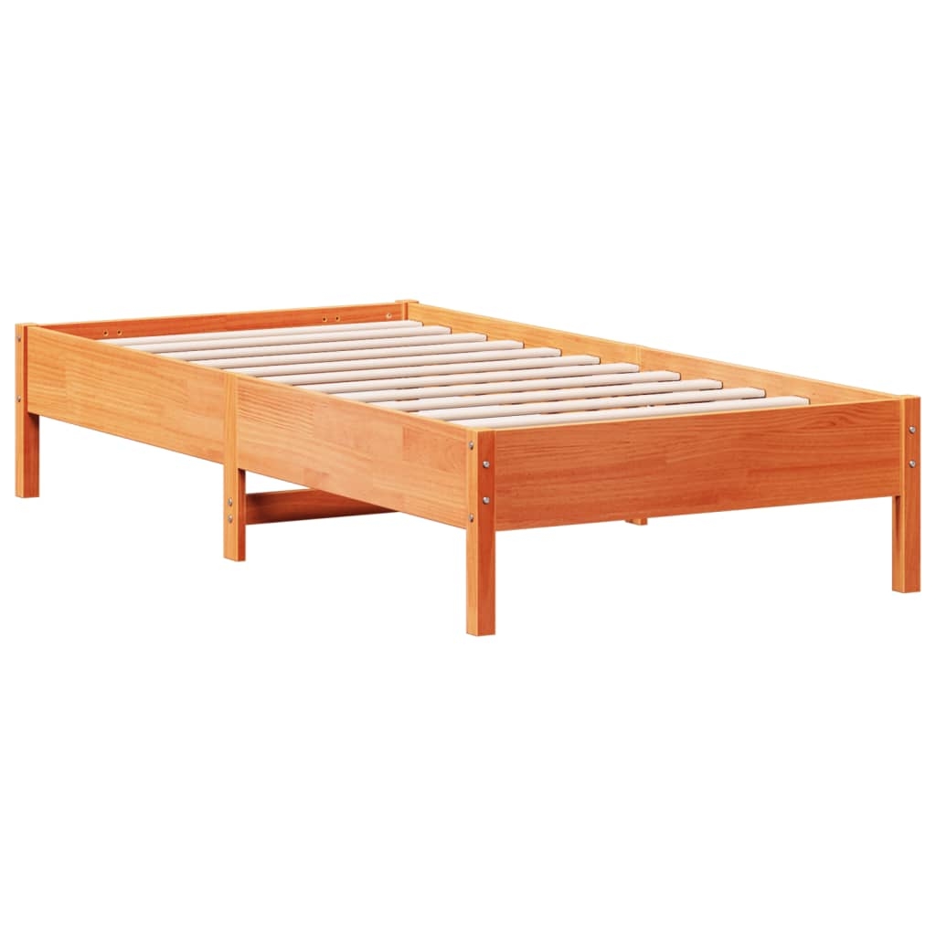 vidaXL Sängram utan madrass vaxad brun 90x190 cm massiv furu