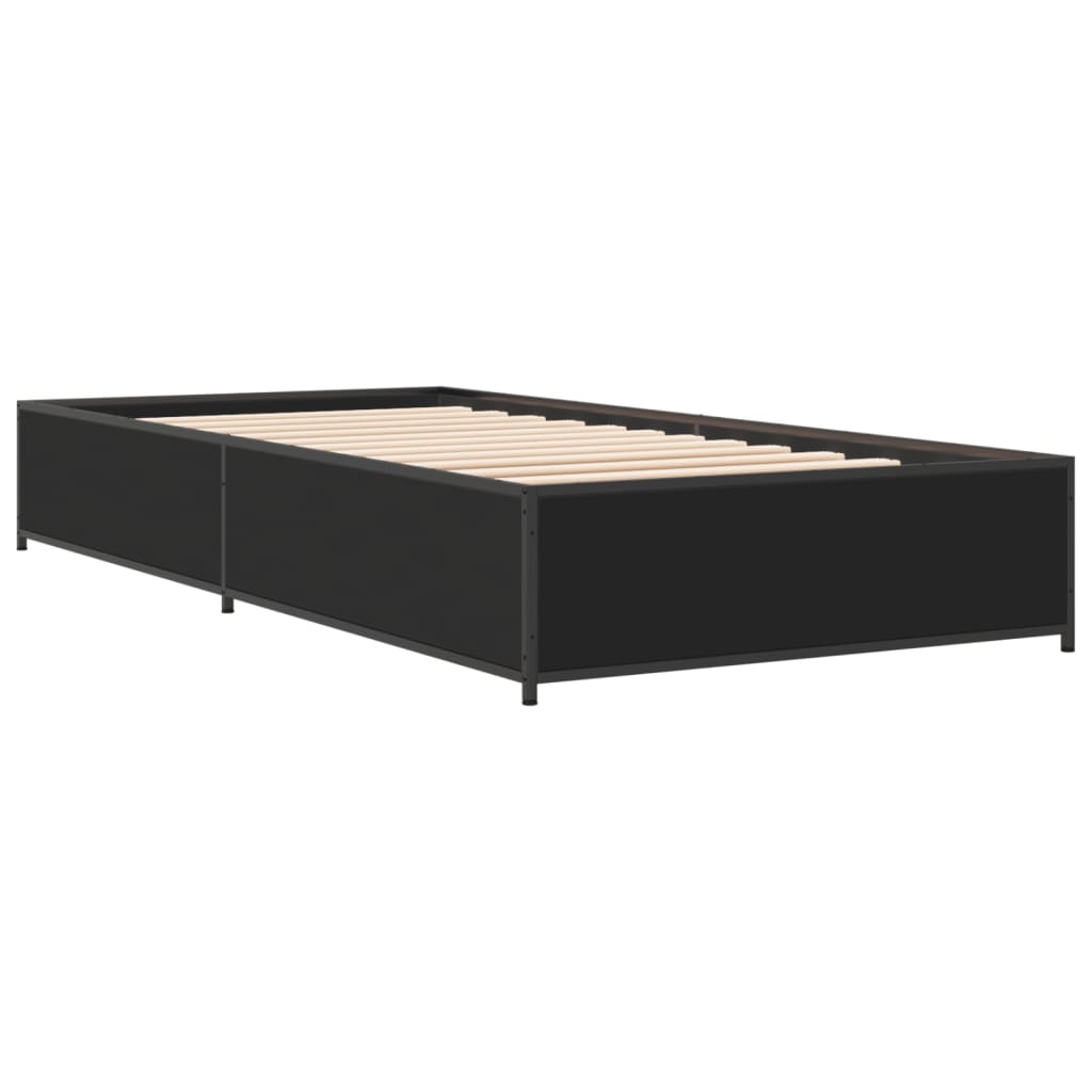 vidaXL Sängram svart 100x200 cm konstruerat trä och metall