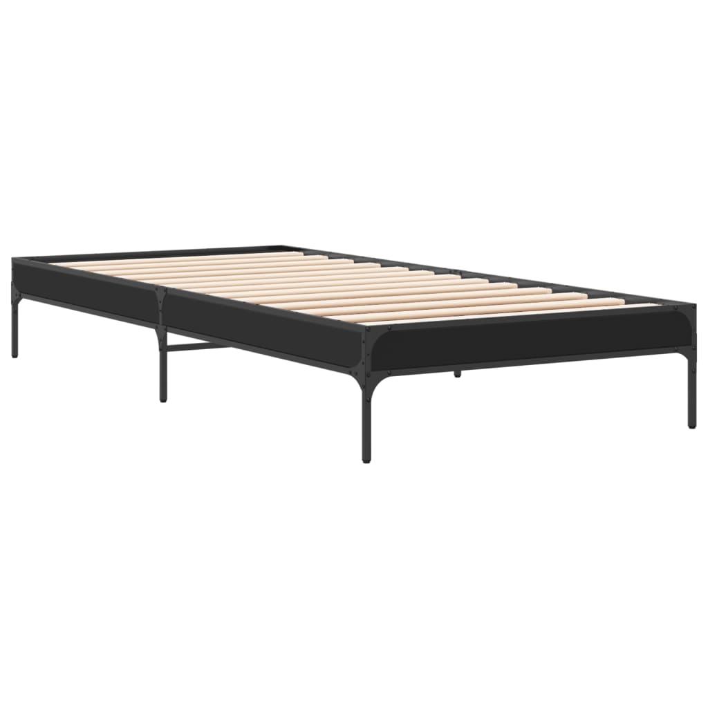 vidaXL Sängram svart 75x190 cm konstruerat trä och metall