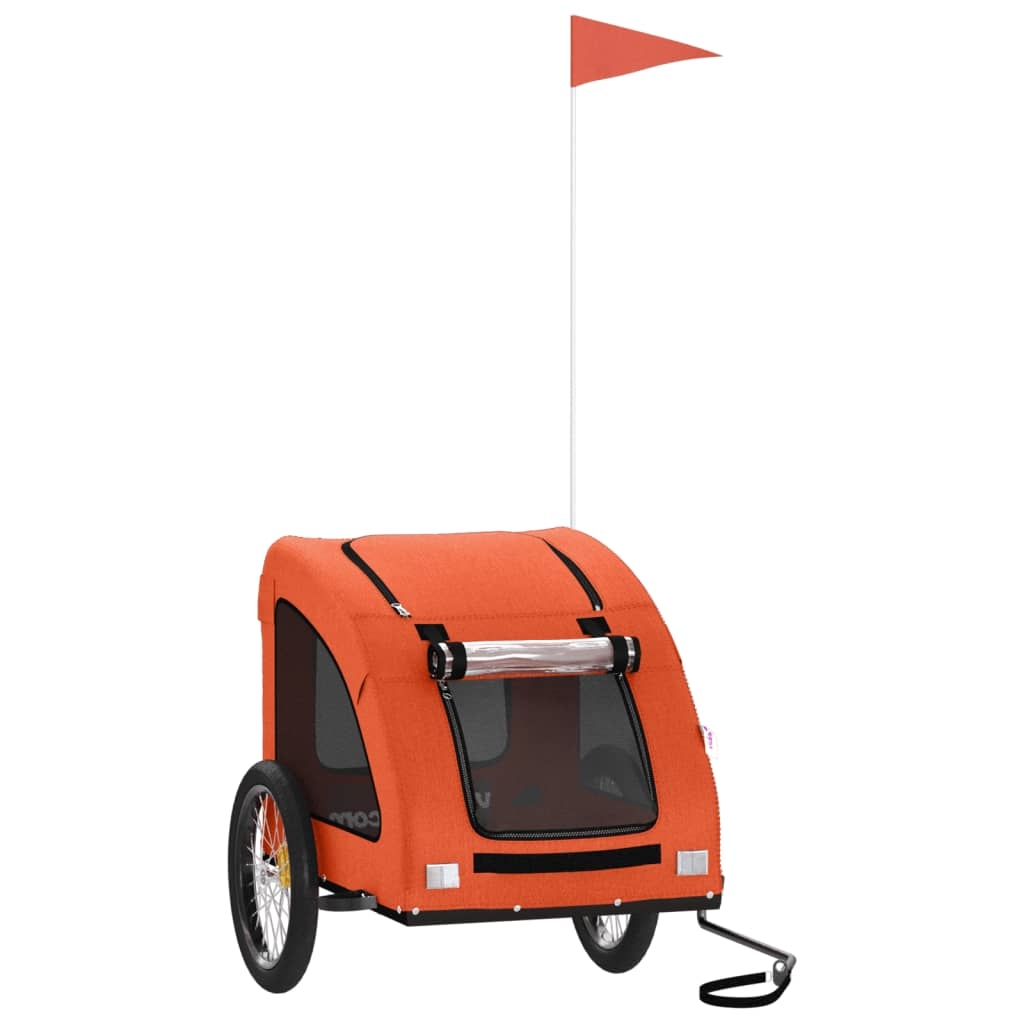 vidaXL Cykelvagn för djur orange oxfordtyg och järn