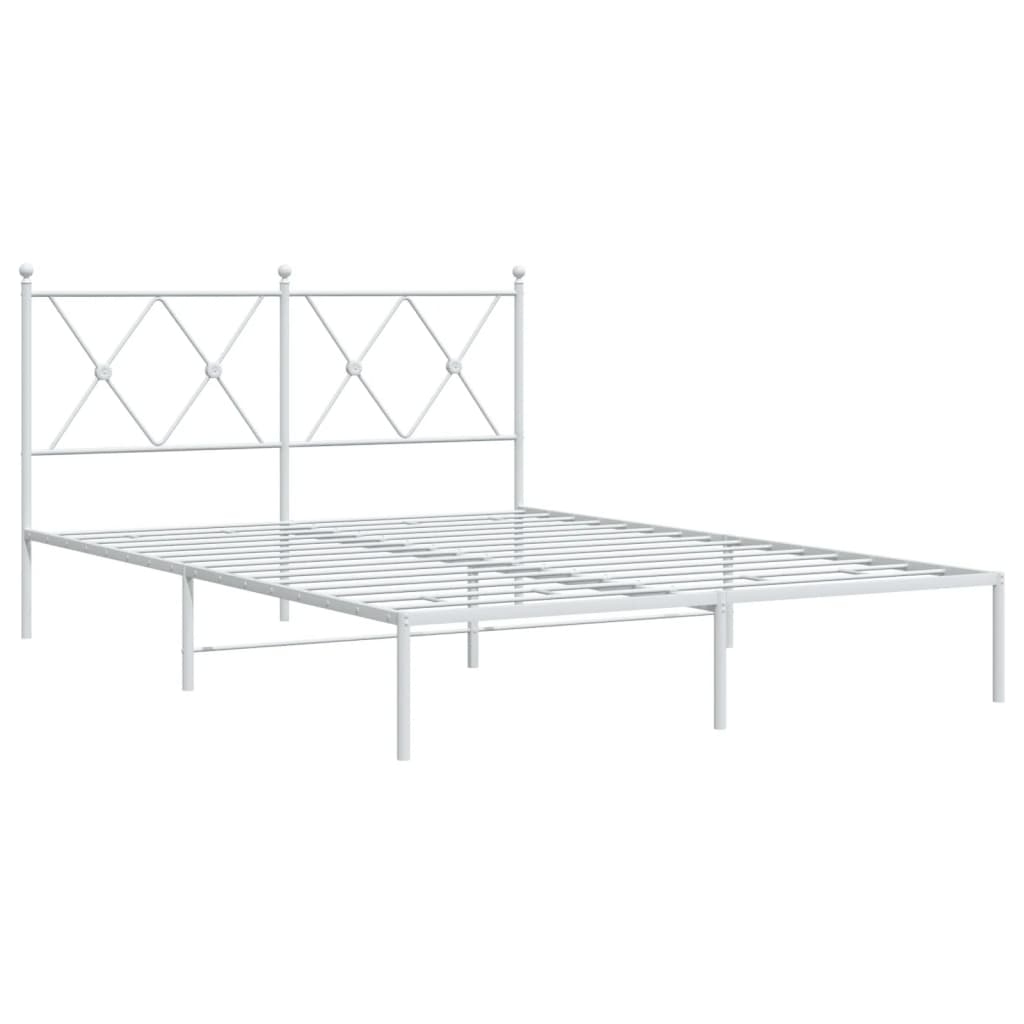 vidaXL Sängram med huvudgavel metall vit 140x190 cm