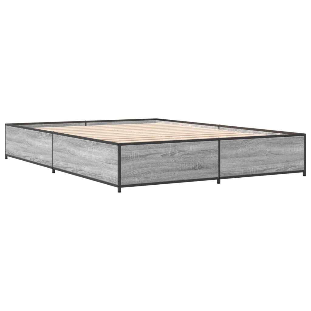 vidaXL Sängram grå sonoma 120x190 cm konstruerat trä och metall