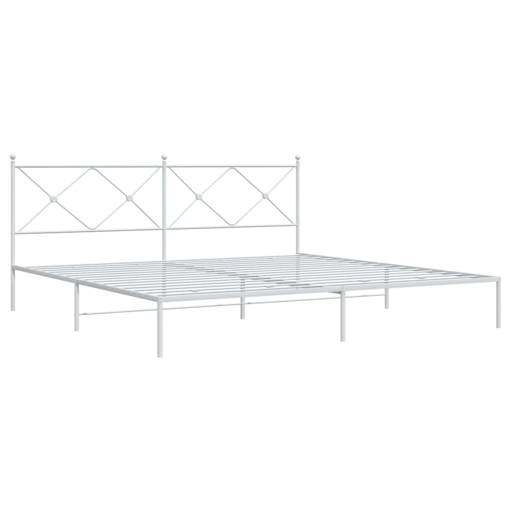 vidaXL Sängram med huvudgavel metall vit 200x200 cm