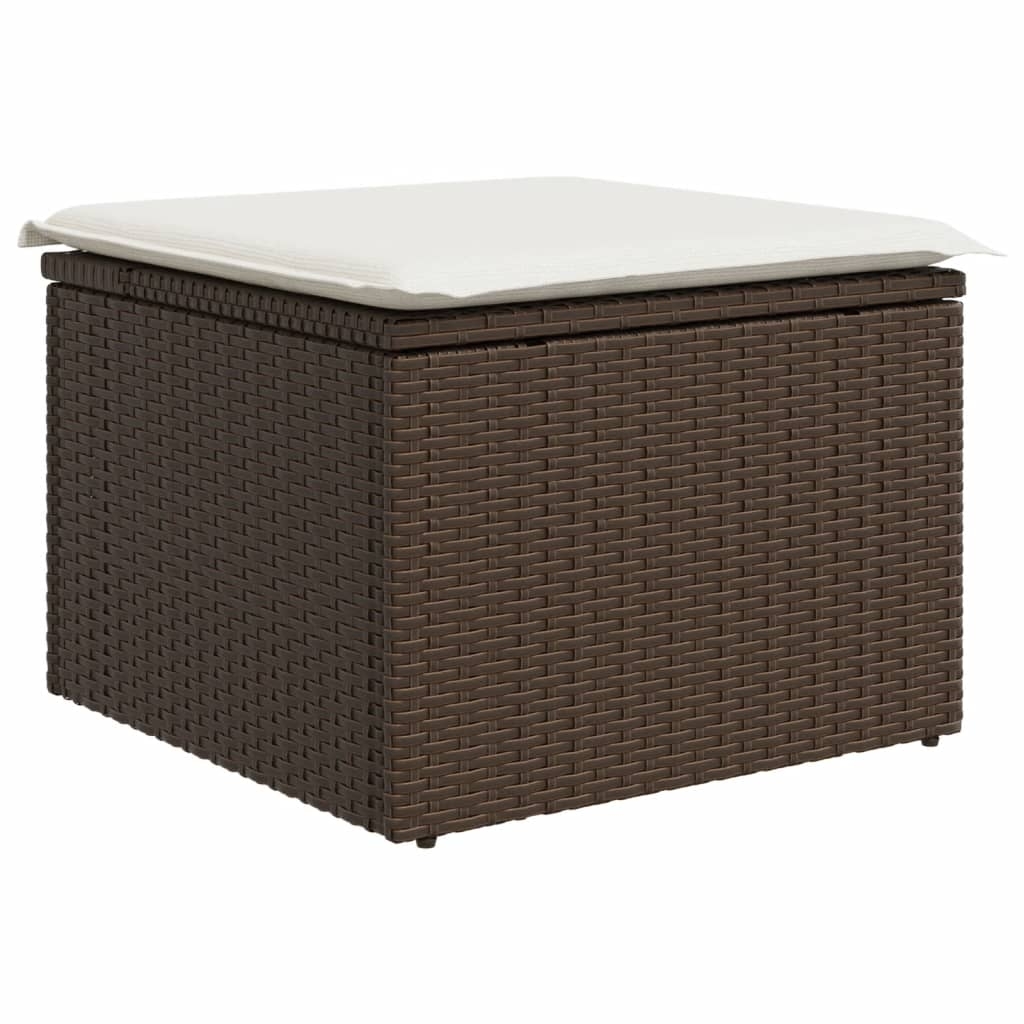 vidaXL Trädgårdspall med dyna brun 55x55x37 cm konstrotting