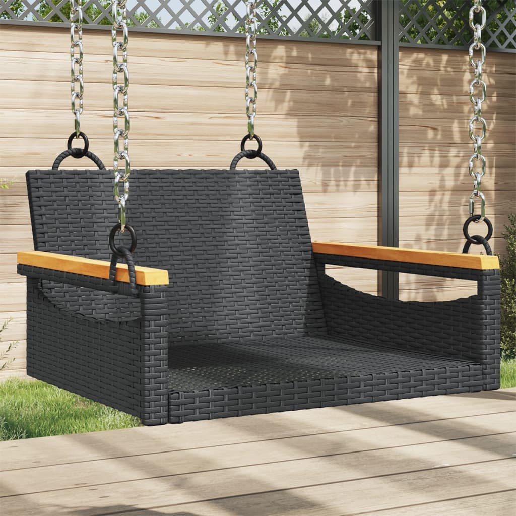 vidaXL Gungbänk svart 63x62x40 cm konstrotting