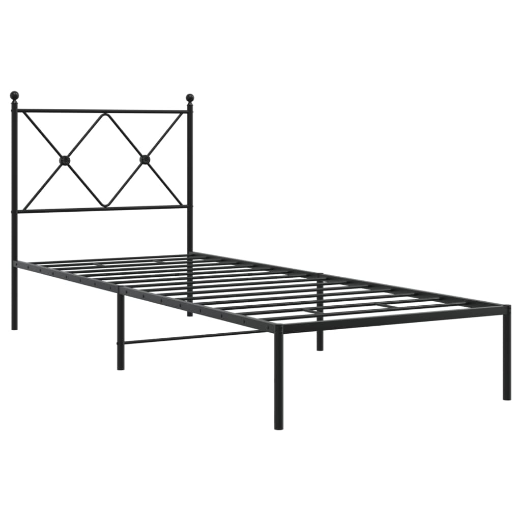 vidaXL Sängram med huvudgavel metall svart 80x200 cm
