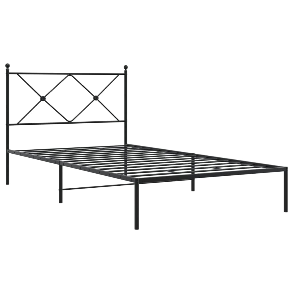 vidaXL Sängram med huvudgavel metall svart 100x200 cm