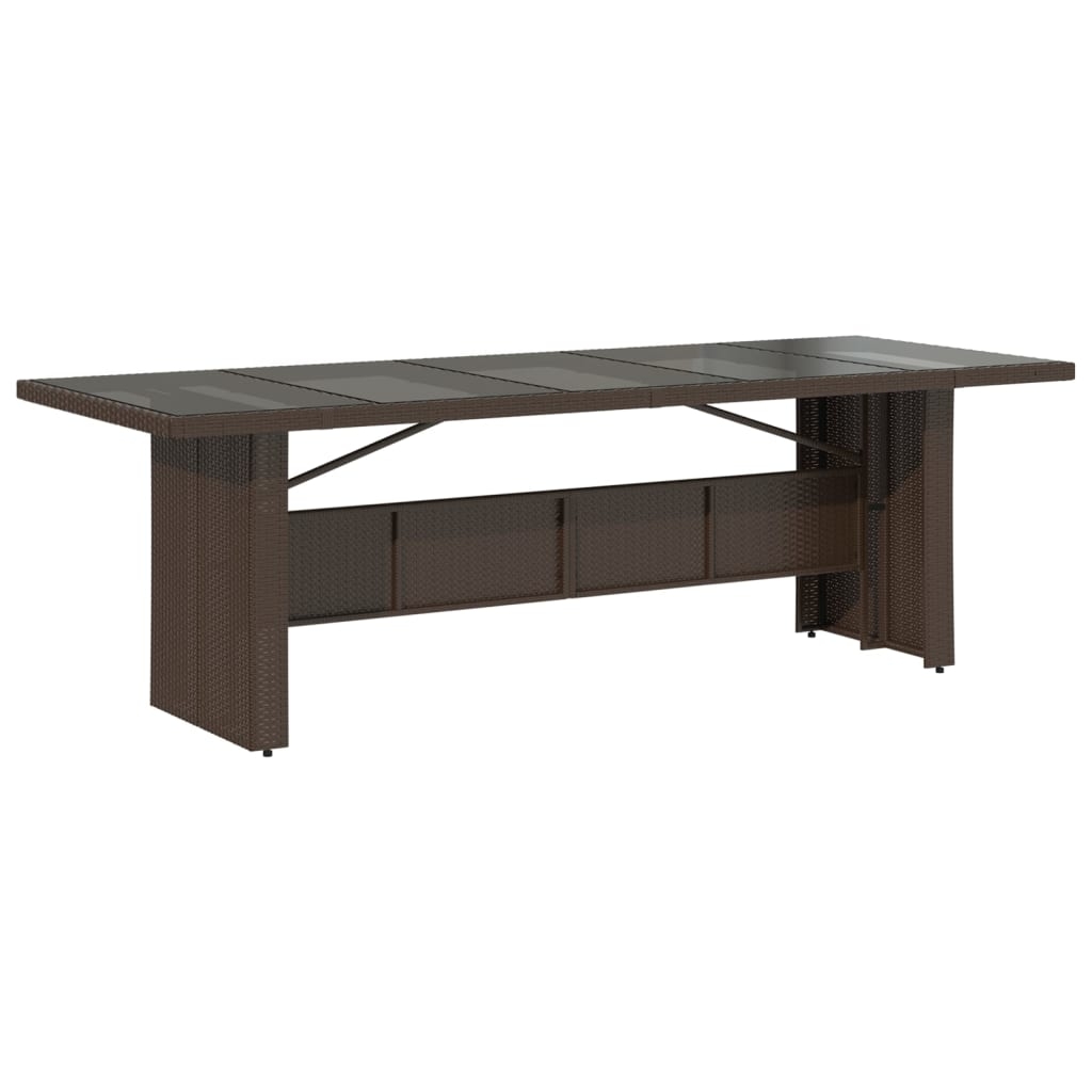 vidaXL Trädgårdsbord med glasskiva brun 240x90x75 cm konstrotting