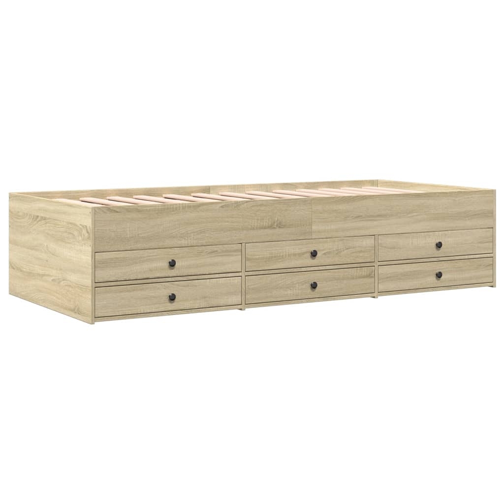 vidaXL Dagbädd med lådor utan madrass sonoma-ek 90x200 cm