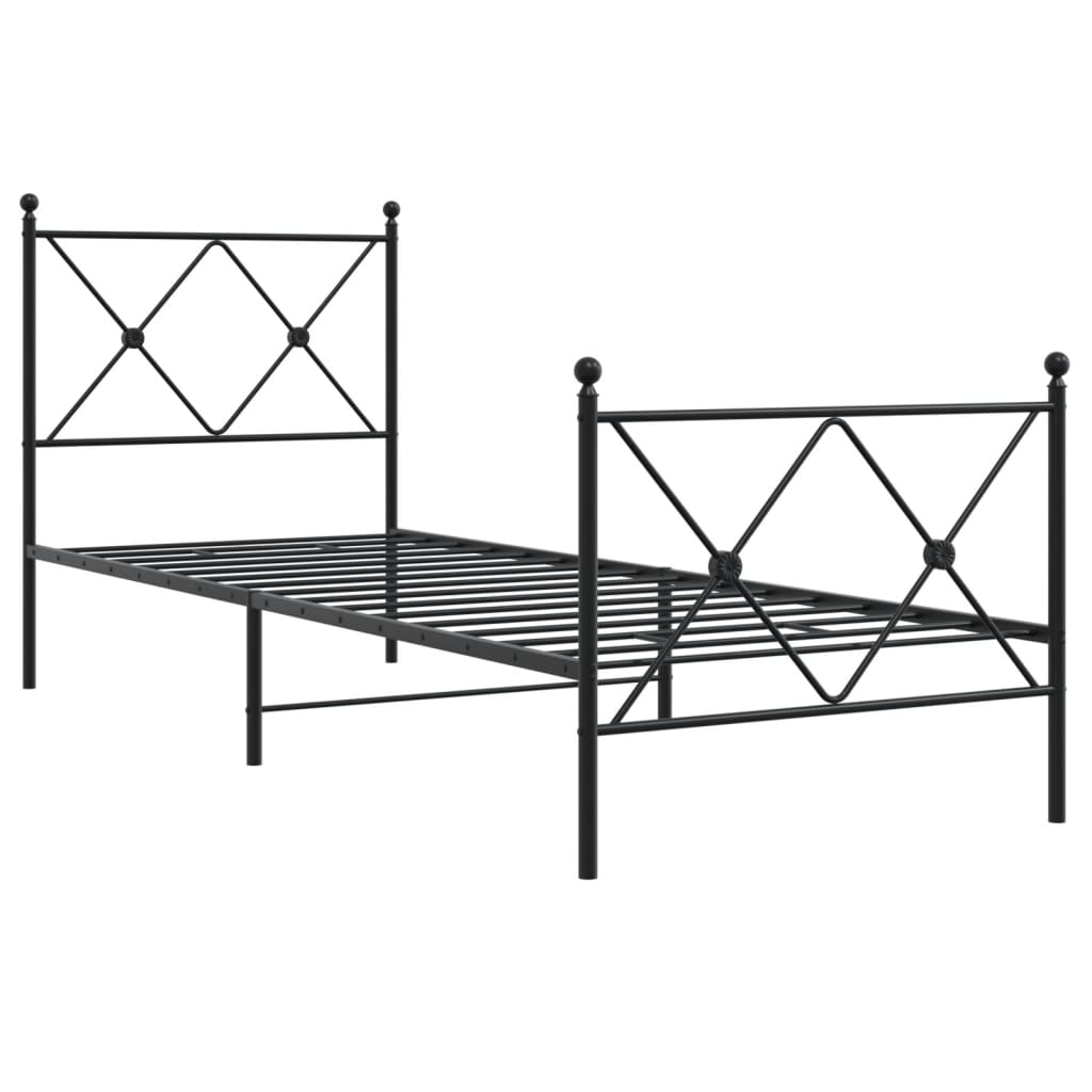vidaXL Sängram med huvudgavel och fotgavel svart metall 80x200 cm