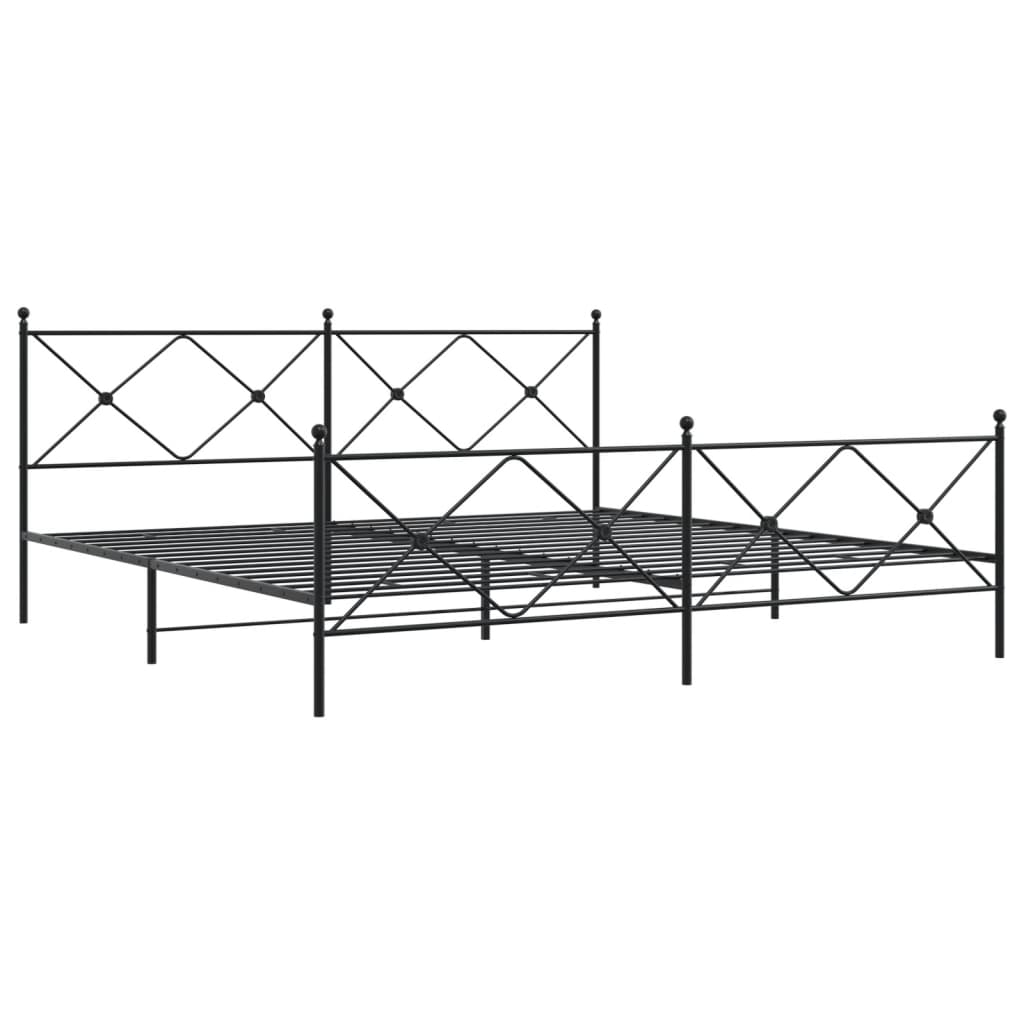vidaXL Sängram med huvudgavel och fotgavel svart metall 193x203 cm