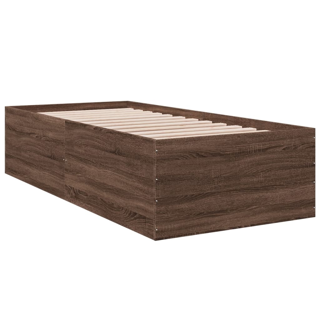 vidaXL Sängram brun ek 90x200 cm konstruerad trä