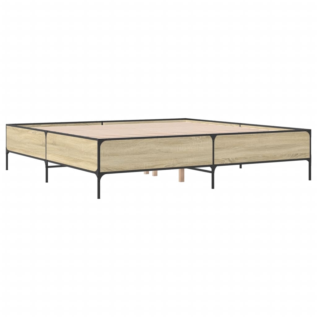 vidaXL Sängram sonoma-ek 200x200 cm konstruerat trä och metall