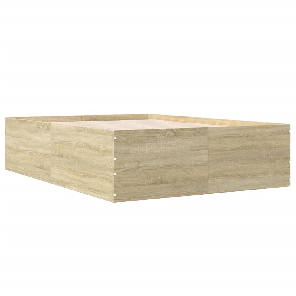 vidaXL Sängram sonoma-ek 135x190 cm konstruerat trä