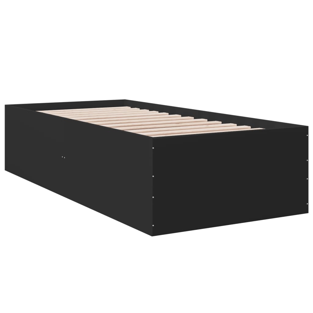 vidaXL Sängram svart 90x200 cm konstruerat trä