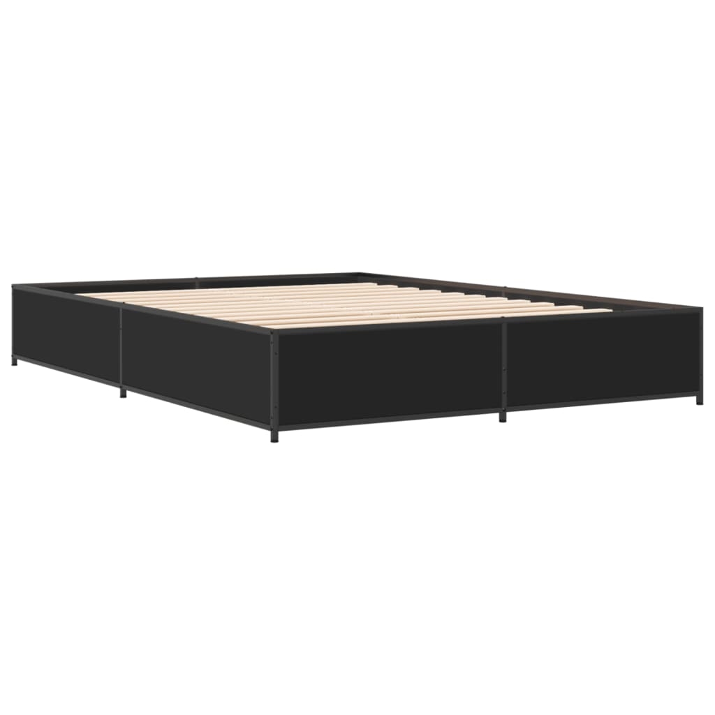 vidaXL Sängram svart 120x200 cm konstruerat trä och metall
