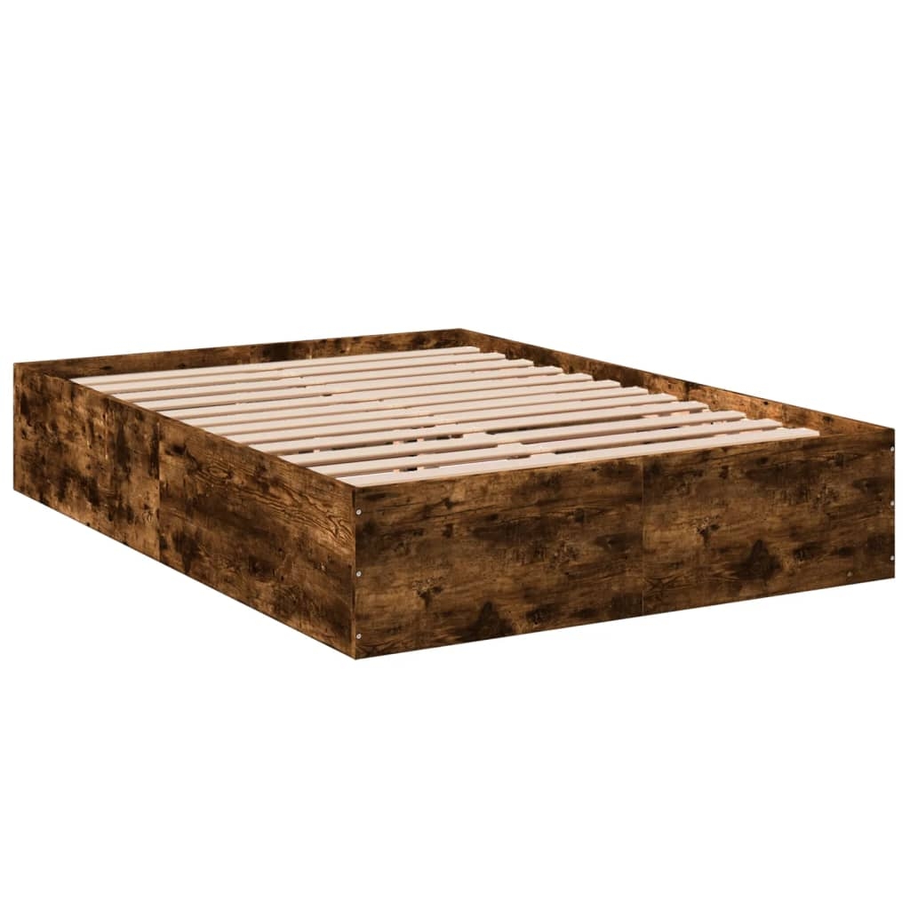 vidaXL Sängram rökfärgad ek 135x190 cm konstruerat trä