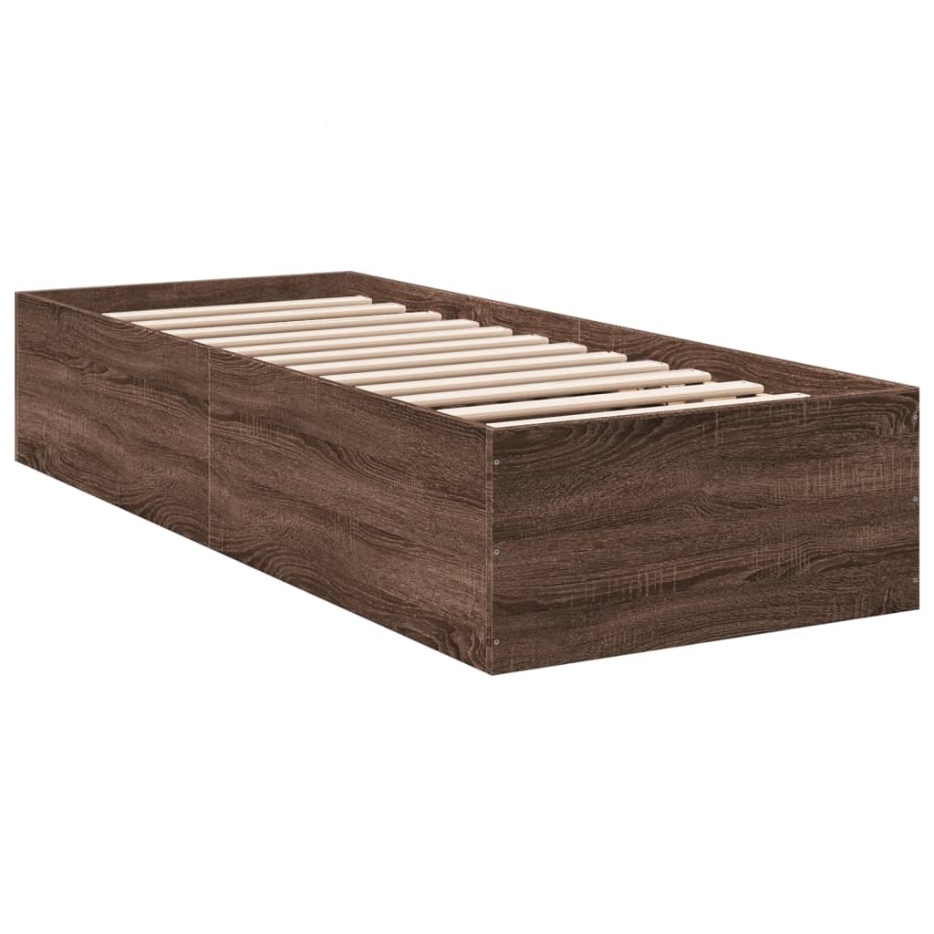 vidaXL Sängram brun ek 100x200 cm konstruerad trä