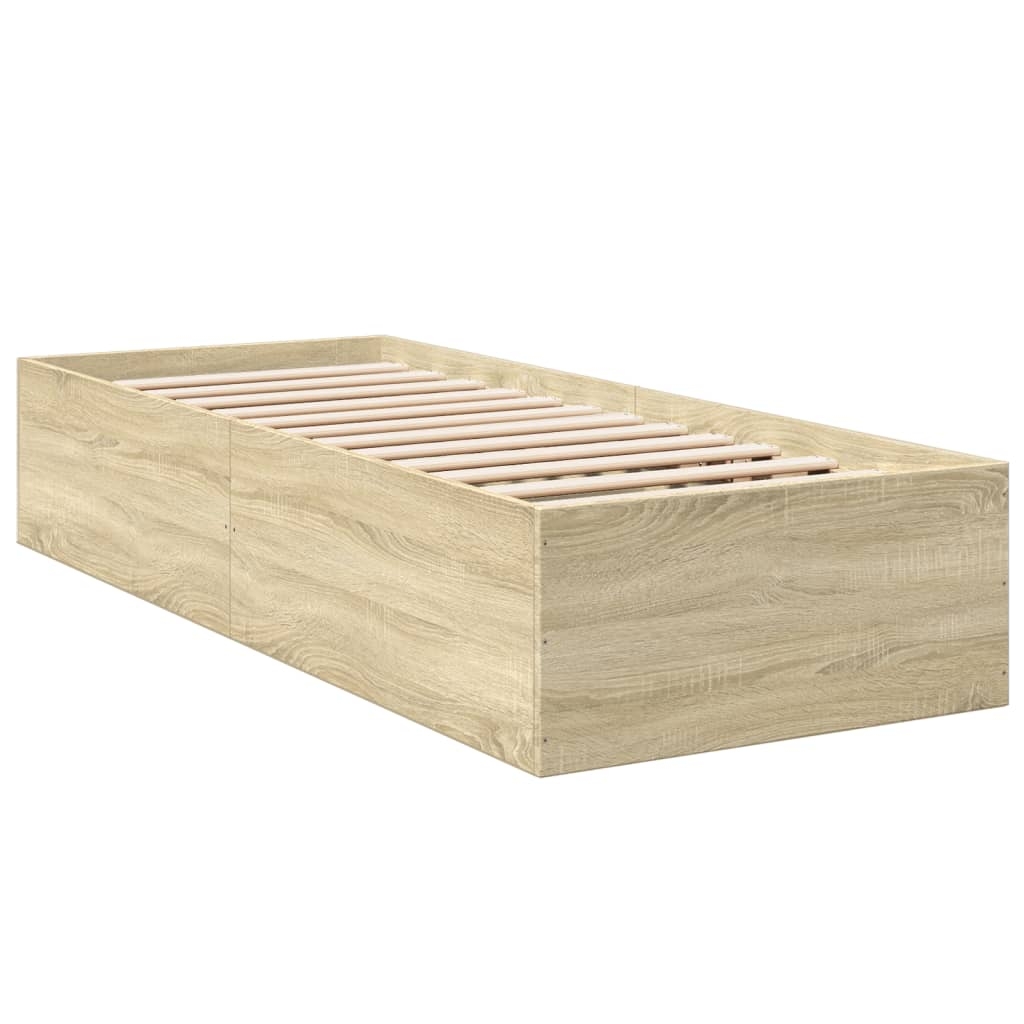 vidaXL Sängram sonoma-ek 100x200 cm konstruerad trä