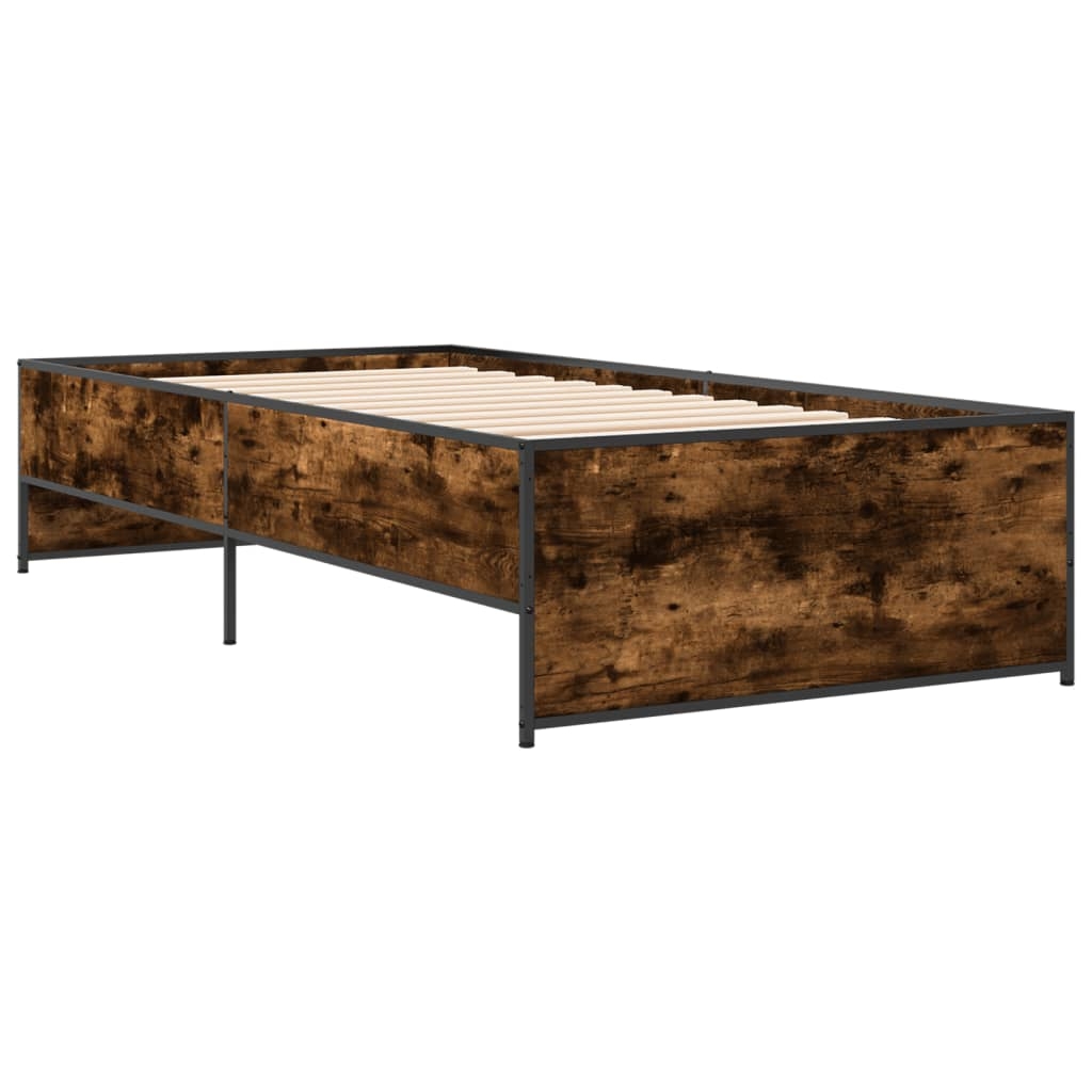 vidaXL Sängram rökfärgad ek 90x190 cm konstruerat trä och metall
