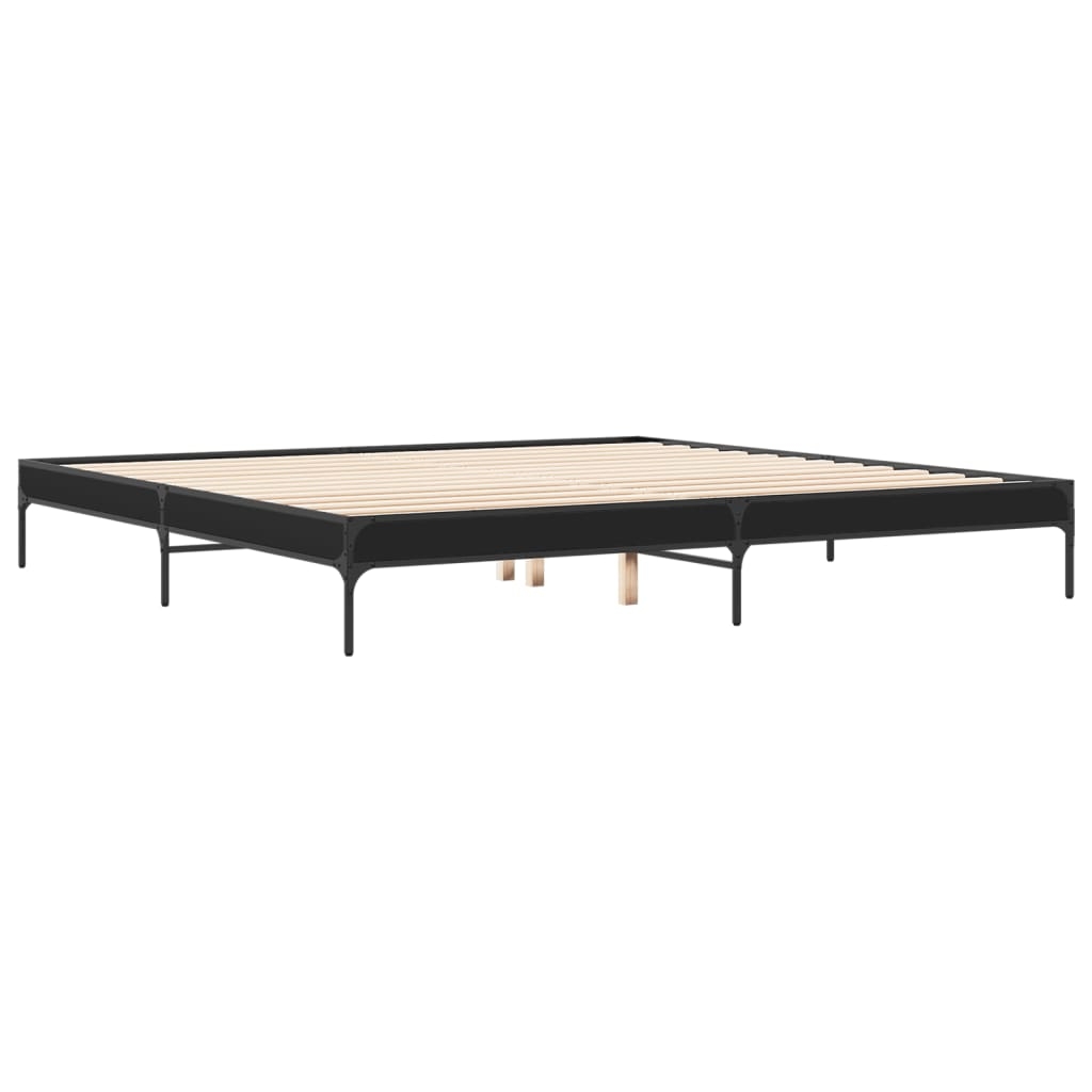vidaXL Sängram svart 200x200 cm konstruerat trä och metall